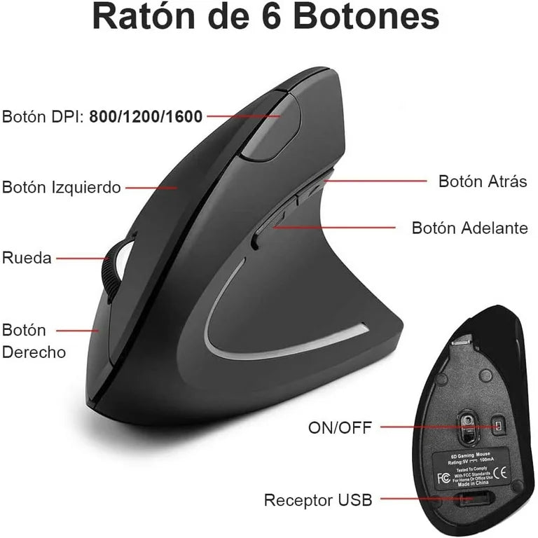 Ratón Ergonómico Inalámbrico Vertical 🖱️✨