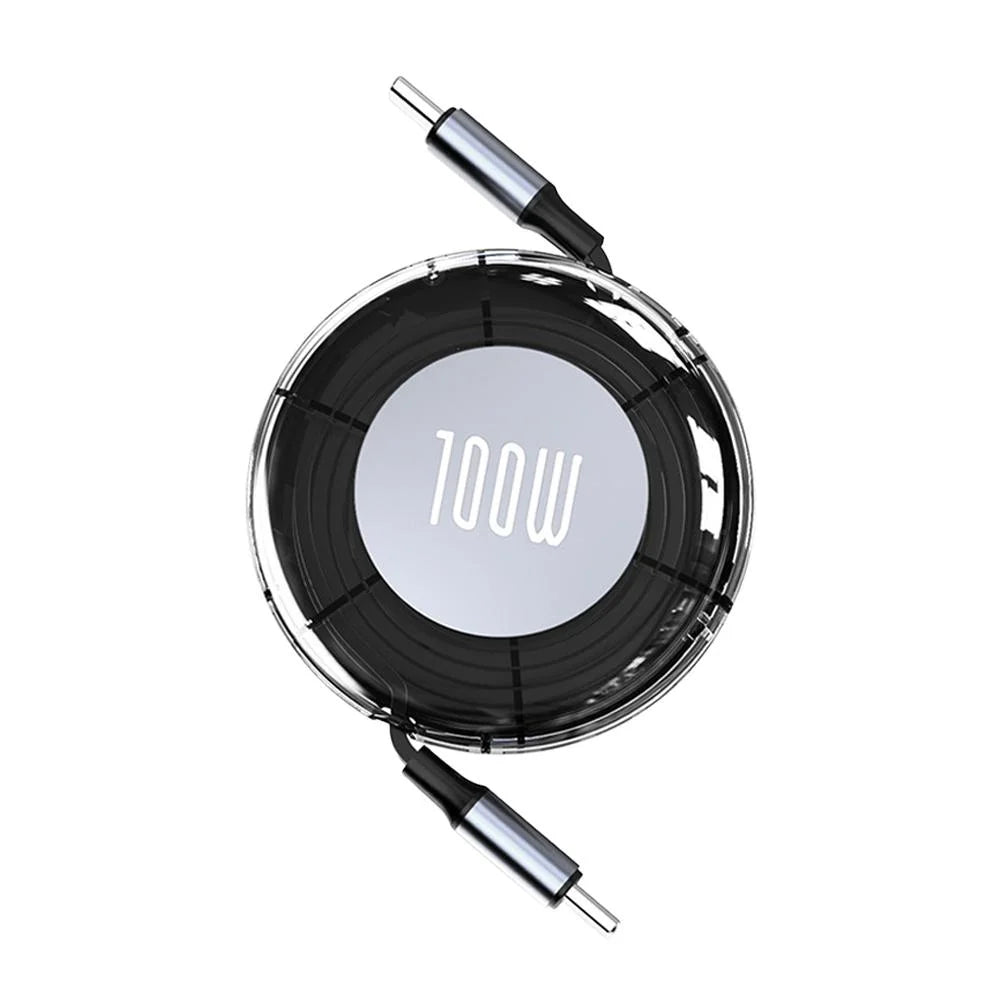 Cable Retráctil Type-C a Type-C 100W – Carga Rápida, Estilo y Comodidad 💜💙🧡