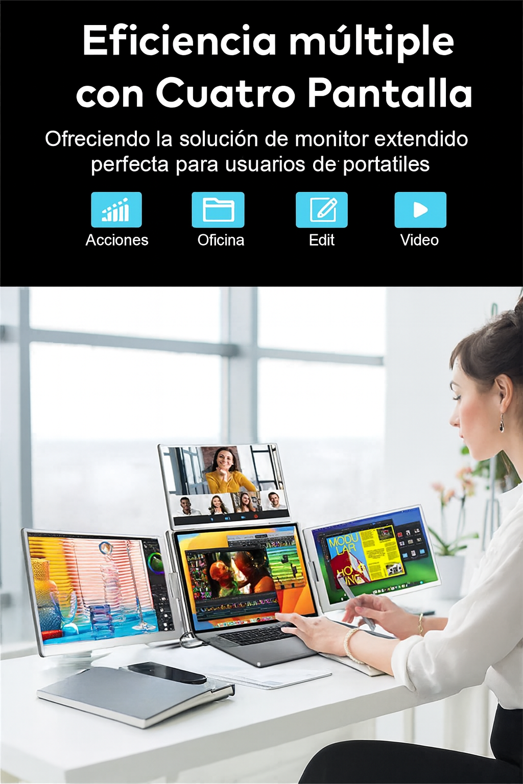 Monitor Portátil Pantalla Cuádruple 💻✨