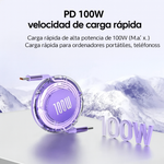 Cable Retráctil Type-C a Type-C 100W – Carga Rápida, Estilo y Comodidad 💜💙🧡