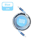Cable Retráctil Type-C a Type-C 100W – Carga Rápida, Estilo y Comodidad 💜💙🧡