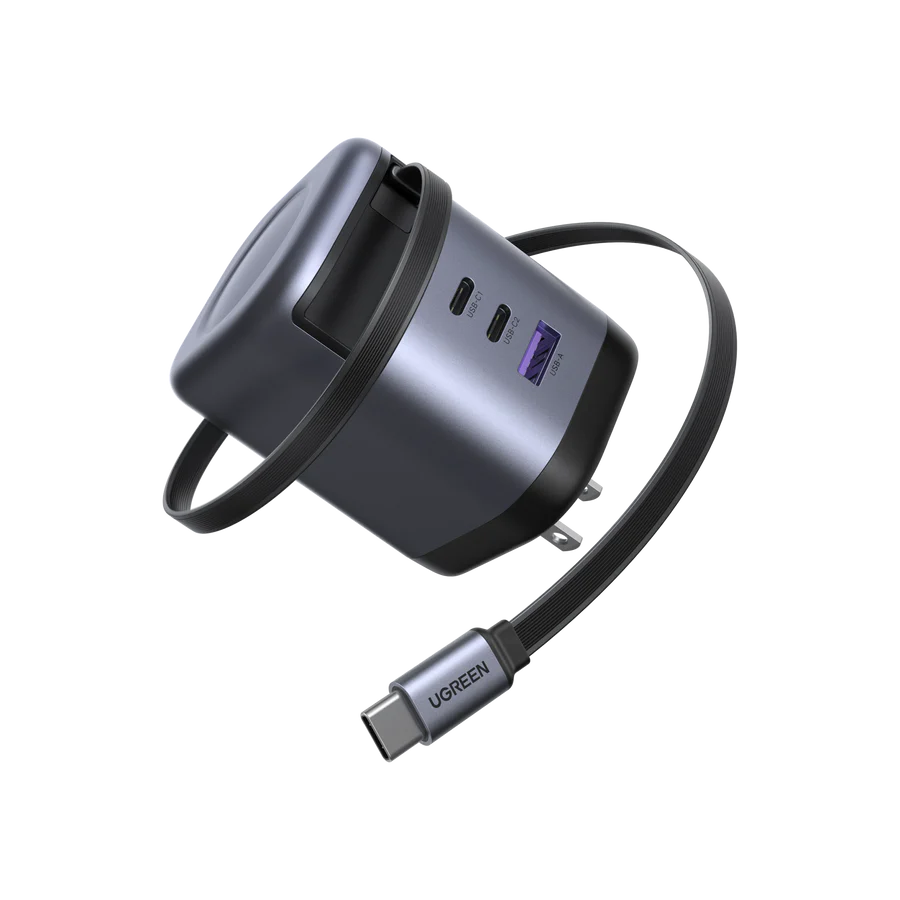 Cargador Retráctil ⚡️🔌  45W – Potencia Compacta para Todos tus Dispositivos 🌍📱